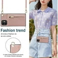 thumbnail image 3 of Crossbody Phone Case for iPhone 11 Case with Card Holder for Women,iPhone 11 Case Wallet with Strap Lanyard for Men,PU Leather Magnetic Clasp with Kickstand 6.1", Rosegold, 3 of 16