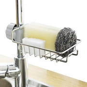 Sink Caddy Organizer, Kmeivol Kitchen Faucet Sponge Holder, Drainer Caddy for Dishwashing, Stainless Steel Faucet Storage Rack Hanging, Shelf Soap Sponge Storage Rack, Holder Faucet Sponge Hanging