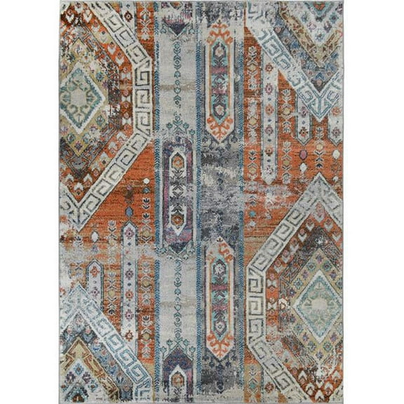 Mayberry Rug Barcelona Mayan Rust Aztec Area Rug 5'3"x7'3"