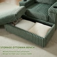 thumbnail image 4 of Aukfa Corduroy Chaise Lounge w/ 2 Cupholders, Storage Ottoman Bench, Plush Sofa Chair Bed, Green, 4 of 9