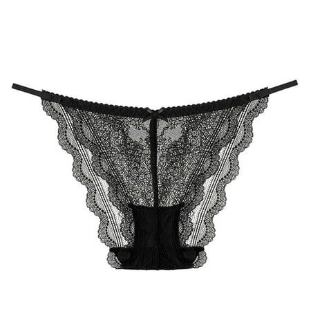 

Kddylitq Women s Lace G String Thong Underwear Soft Low Rise Panties Black M