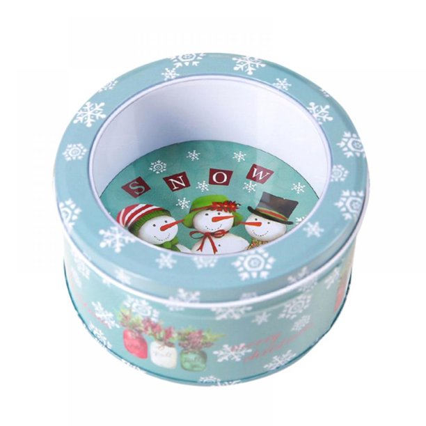 Christmas Cookie Tins with Lids,Christmas Holiday Printed Round Metal