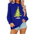 thumbnail image 2 of Njoeus Christmas Sweatshirts for Women Crewneck Cute Christmas Tree Graphic Sweatshirt Long Sleeve Shirts Holiday Pullover Tops Xmas Gifts Blue L, 2 of 3