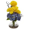 thumbnail image 1 of Nearly Natural 1452-YB Hydrangea & Mum in Vase, Yellow, 1 of 1