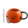 thumbnail image 3 of Halloween Pumpkin Coffee Mug with Ghost, 16.9oz Cute Ceramic Pumpkin Mug with Ghost Design, Orange Halloween Coffee Mugs for Fall Table Decorations, Ideal for Hot Cocoa Festive Party Drinks, 3 of 7