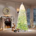 thumbnail image 4 of Slim Snow Flocked Pencil Christmas Tree - 4.5-9ft Artificial Xmas Tree with Sturdy Metal Base, 4 of 5