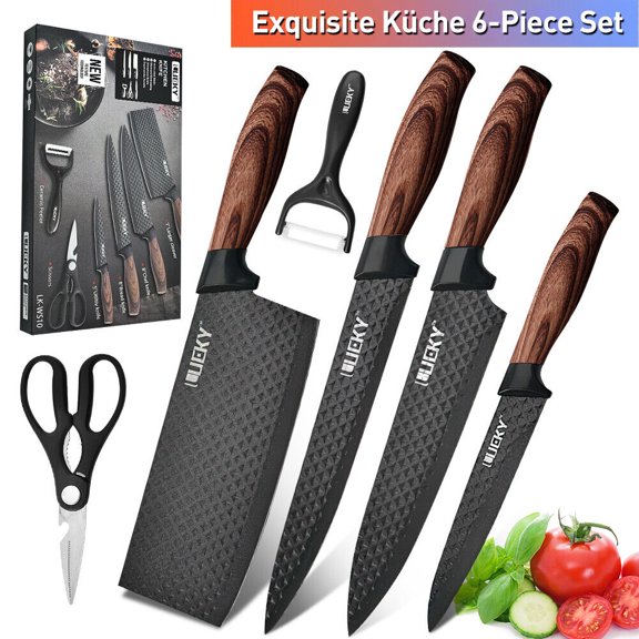 6 Pieces Professional Kitchen Knives Set With Giftbox, High Carbon Stainless Steel Forged Kitchen Knife Set, Sharp Chef Knife Set For Chef Cooking Paring Cutting Slicing