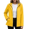 thumbnail image 3 of Jackets for Women Trendy Hooded Waterproof Windproof Plus Size Long Sleeve Solid Color Rain Jacket Lightweight Active Outdoor Sport Hiking Raincoat with Pockets, 3 of 8