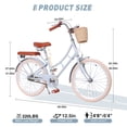 thumbnail image 5 of Ambifirner 22 24 Inch Beach Cruiser Bike, Single-Speed Hybrid City Bicycle for Girls Youth , City Bike with Wicker Basket & Lightweight, Multiple Colors, 5 of 7