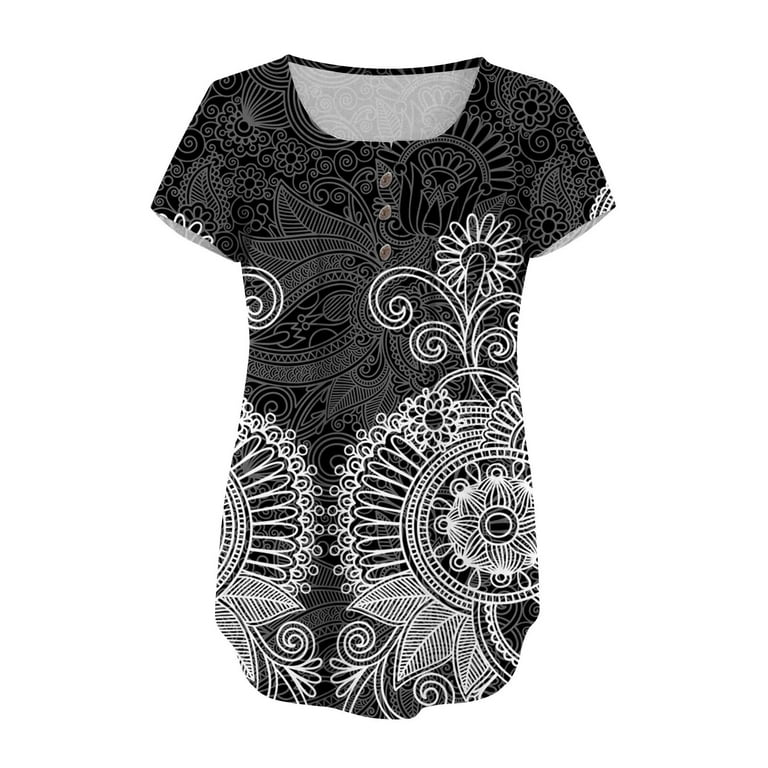 ZVAVZ Cute T Shirts for Women Womens Long Tunic Tops to Wear with Leggings  Casual Summer V Neck Short Sleeve Tops Hide Belly Pleated Flowy Blouses  tunics or tops to wear with