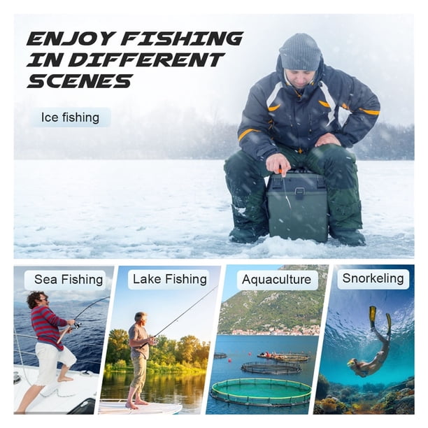 Lunxisen 1 Pcs Caméra de Pêche sous-Marine Vision Nocturne Infrarouge Détecteur de Poissons Portable Grand Angle Étanche Moniteur de Ruisseau en Direct pour Glace Kayak Bateau (98 Pieds