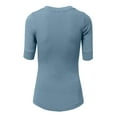 thumbnail image 3 of J. METHOD Girl's Junior Basic Casual 3/4 Elbow Half Length Sleeve Active V-Neck Uniform T-Shirt, 3 of 5
