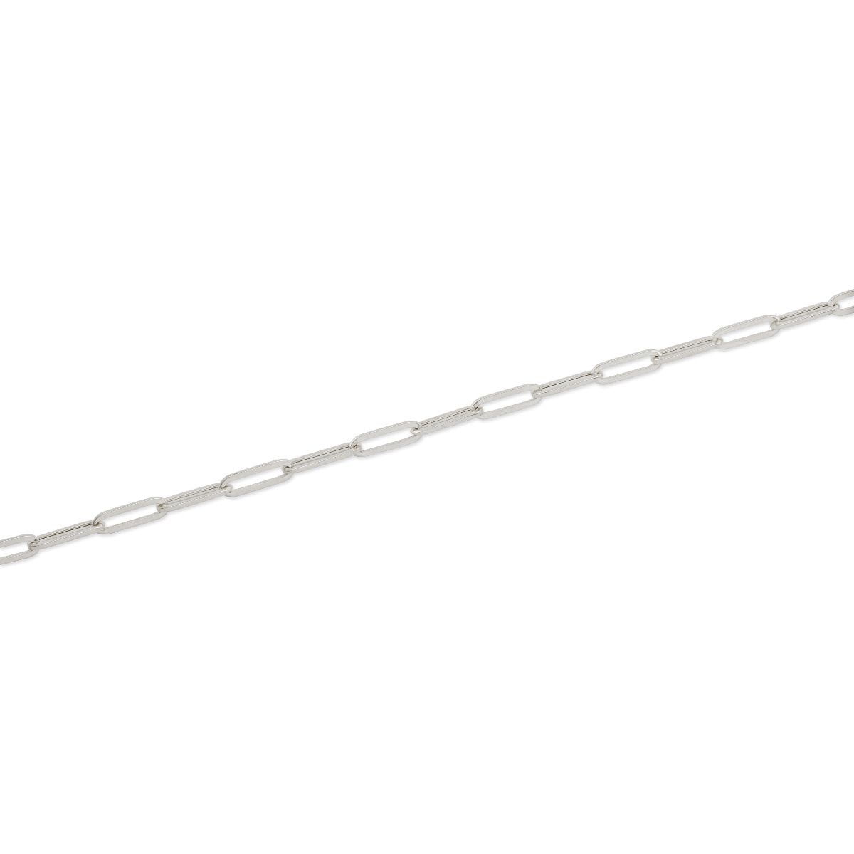 14k White Gold 4mm Paper Clip Link Necklace (24")