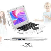 TOPOSH Mini Laptop Student, Intel Celeron N4000, 8GB+128GB, Laptop 10.1 1280*800P, Windows 10, White Laptop