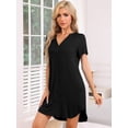 thumbnail image 2 of DARING DIVA Women's Short Sleeve Button Down Nightshirt XS Black, 2 of 6