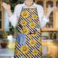 thumbnail image 6 of Black White Stripe Sunflower Pattern Apron-Garden Aprons for Women with Pockets-Cotton Linen Waterproof Kitchen Cooking Gardening Aprons Adjustable for Kitchen,Cooking,BBQ and Salon 33x27 Inch, 6 of 7