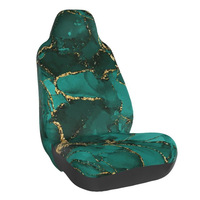 Wukai Green Gold Glitter Full Set Car Seat Covers with Soft Padding Universal Auto Front Seats Protector and Cushion Mat