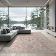 thumbnail image 2 of ODIKA 8'x10' Washable Area Rug Durable, Non-Slip Boho Allover Faded Motifs Distressed Scrollwork Border Vintage Flowing Dynamic for Living Room, Under Sectional, Family, 2 of 7