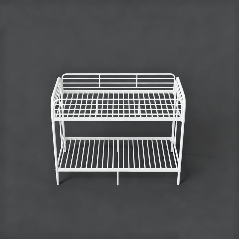 Twin Over Twin Metal Bunk Bed with Ladder, High Guardrails, Underbed Storage Space, Sturdy Iron Frame, Noise-Reduced Design