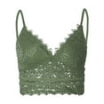 thumbnail image 3 of DENGDENG Womens Lace Padded Bralette Longline Cami Crop Top Stretch V Neck Camisole Tank Top Green S, 3 of 8