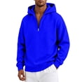 thumbnail image 6 of Resicozy Men's Quarter Zip Hoodies Zip Up Hoodie Long Sleeve Drop Shoulder Sweatshirt Casual Pullover Blue 3XL, 6 of 6