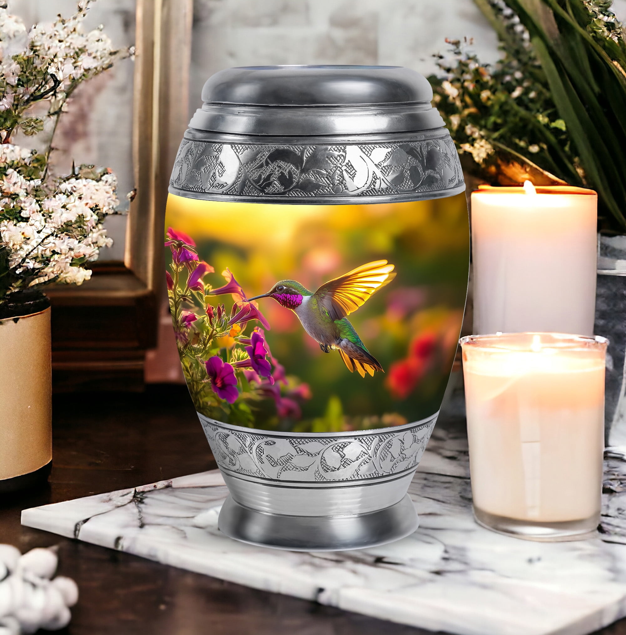Yatskia Humming Bird Urn For Ashes Adult Male & Female, Large Urns For Human Ashes Mom & Dad, (Monar Large, 10 Inch)