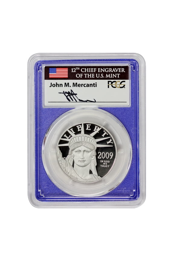 2009-W $100 Platinum Eagle PCGS PR70 Deep Cameo Mercanti Label U.S. Mint Coins