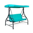 thumbnail image 2 of GVN 3 Seats Converting Outdoor Swing Canopy Hammock with Adjustable Tilt Canopy-Turquoise, Porch Swing Hanging Bench, Outdoor Swing Bench for Patio, Yard, Garden, 2 of 7