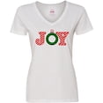 thumbnail image 3 of Inktastic Joy Christmas Ornament with Candy Cane Stripes Women's V-Neck T-Shirt, 3 of 5