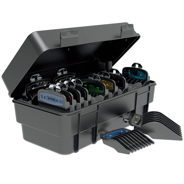Wahl Genuine Elite Guide Comb Set with Colored Metal Clips and Hair Clipper Guard Organization Caddy, 12 Full Size Attachment Guards from 1/16” to 1” for Increased Cutting Performance
