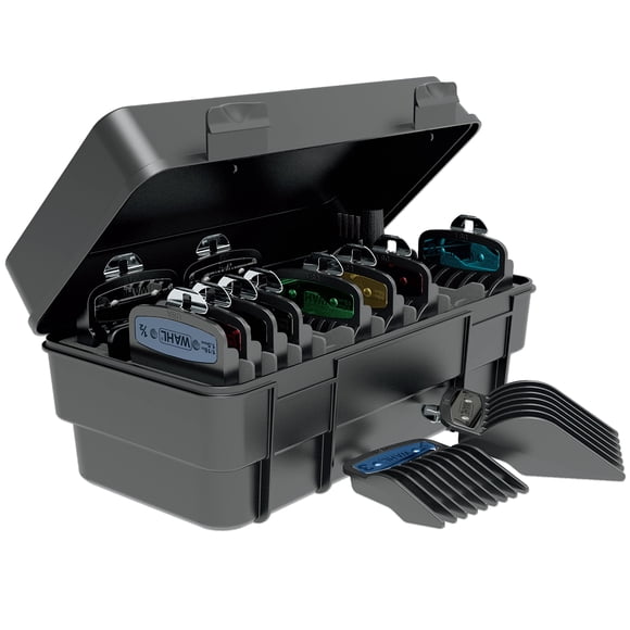 Wahl Genuine Elite Guide Comb Set with Colored Metal Clips and Hair Clipper Guard Organization Caddy, 12 Full Size Attachment Guards from 1/16” to 1” for Increased Cutting Performance