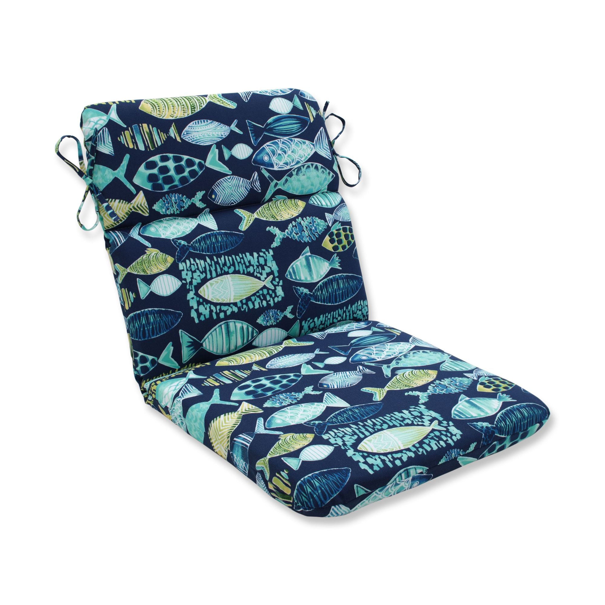 40 5 Aqua Blue And Green Nautical Outdoor Patio Rounded Chair Cushion