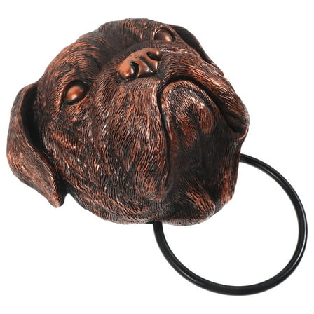 HEMOTON Dog Head Door Knocker in Dark Brown for Front Door Decoration Made of Synthetic Resin 5.5 Inches