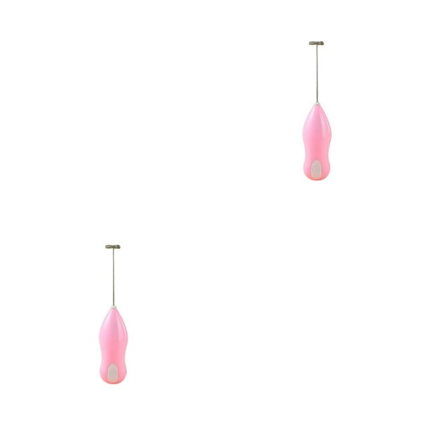sweethay batidor de huevos eléctrico cocina inalámbrica hornear cocinar mezclar batidor beber café agitador cabeza de acero inoxidable Rosa 2Conjunto