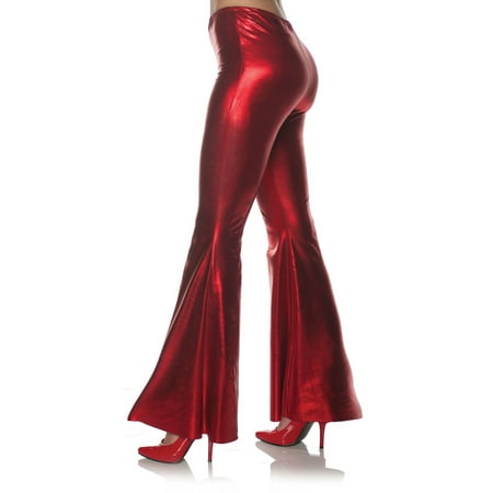 Red 70S Metallic Womens Adult Disco Costume Bell Bottoms Pants