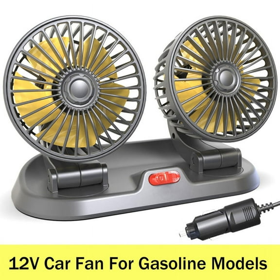 12V Car Fan Double Head Portable Auto Cooling Big Wind Electric Folding