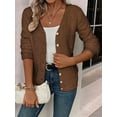 thumbnail image 4 of Sweaters for Women Fall Winter V Neck Button Down Cute Sweater Jacket Knit Tops Coffee Color L, 4 of 7