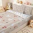 thumbnail image 3 of Erosebridal Duck Floral Repeat Zipper Twin Comforter Sets with Fitted Sheet and 2 Pillowcases for Girls Boys, Beige White Red Flower Farm Goose Zipper Bedding Set, Polkadot Reversible, 4 Pieces, 3 of 7