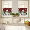 thumbnail image 4 of Christmas Snowman Kitchen Curtains and Valances Set, Winter Xmas Pine Tree Snowflakes Red Plaid Rod Pocket Window Valance Window Curtain Panels for Living Room Bedroom Laundry, 27.5x24in, 3 Pieces, 4 of 7