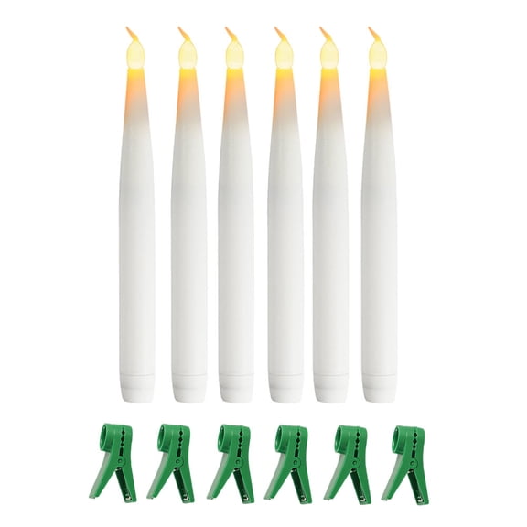 MERRYHAPY Xmas Luminous Candle ABS Material Warm White for Festive Decor 6Pcs