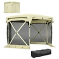thumbnail image 2 of Outsunny 11 x 11ft Pop Up Gazebo Screen Tent with Removable Roof Cover, 4 Roll-up Wind Panels for Camping, Patio, Backyard, Lawn, Beige, 2 of 9