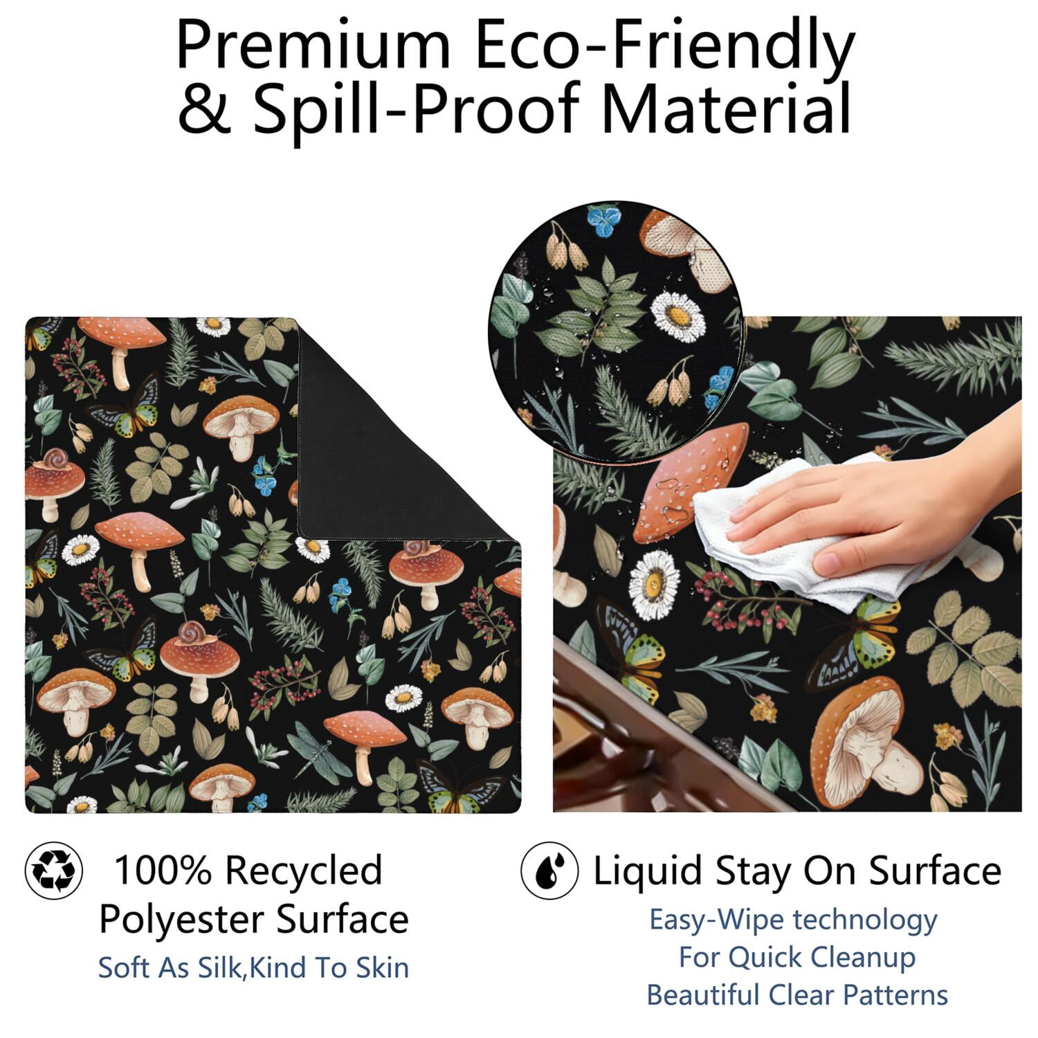 Square Plants Inspired Game Mat 31.5 Inches Crafted from High Quality Rubber Featuring Anti-Slip Backing Grip and Noise Reduction for Tiles Cards Games