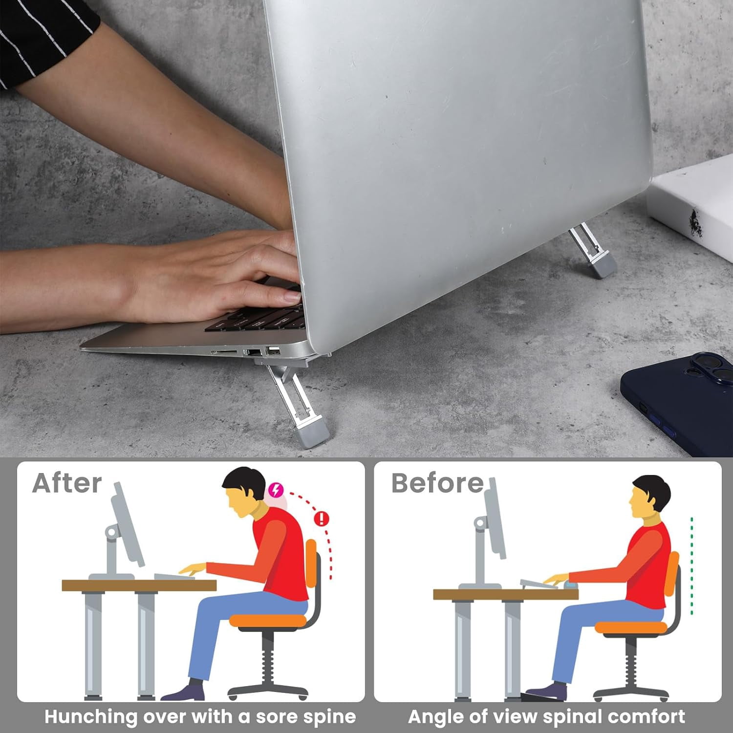 MKEUDQ-2 Pcs Keyboard Riser Tilt Stand Laptop Feet Riser Adhesive Keyboard Stands Portable Three Tilt Angle Adjustable, Foldable Laptop Risers with Anti-Slip Pads for More Keyboards Cellphone Laptops