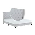 thumbnail image 2 of Wooden King Size Platform Bed With Wingback Design Padded Headboard, Beige, 2 of 3