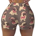 thumbnail image 2 of Xecao Cut Pug Print Workout Shorts for Women Soft Smooth Gym Yoga Scrunch Active Tennis Workout Running Shorts-Small, 2 of 8