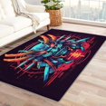 thumbnail image 1 of Samurai Area Rug - 6x8 Rug - Samurai Rug - Japanese Anime Horror Area Rug - Japan Teal and Red Rugs - Boys Carpet, 1 of 7