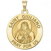 Saint Giuliano Religious Medal  - 3/4 x 3/4 inch Size of Nickel, Solid 14K Yellow Gold