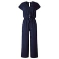 thumbnail image 3 of Coduop Women's Casual V Neck Wasit Belted Wide Leg Loose Jumpsuit Romper, 3 of 4