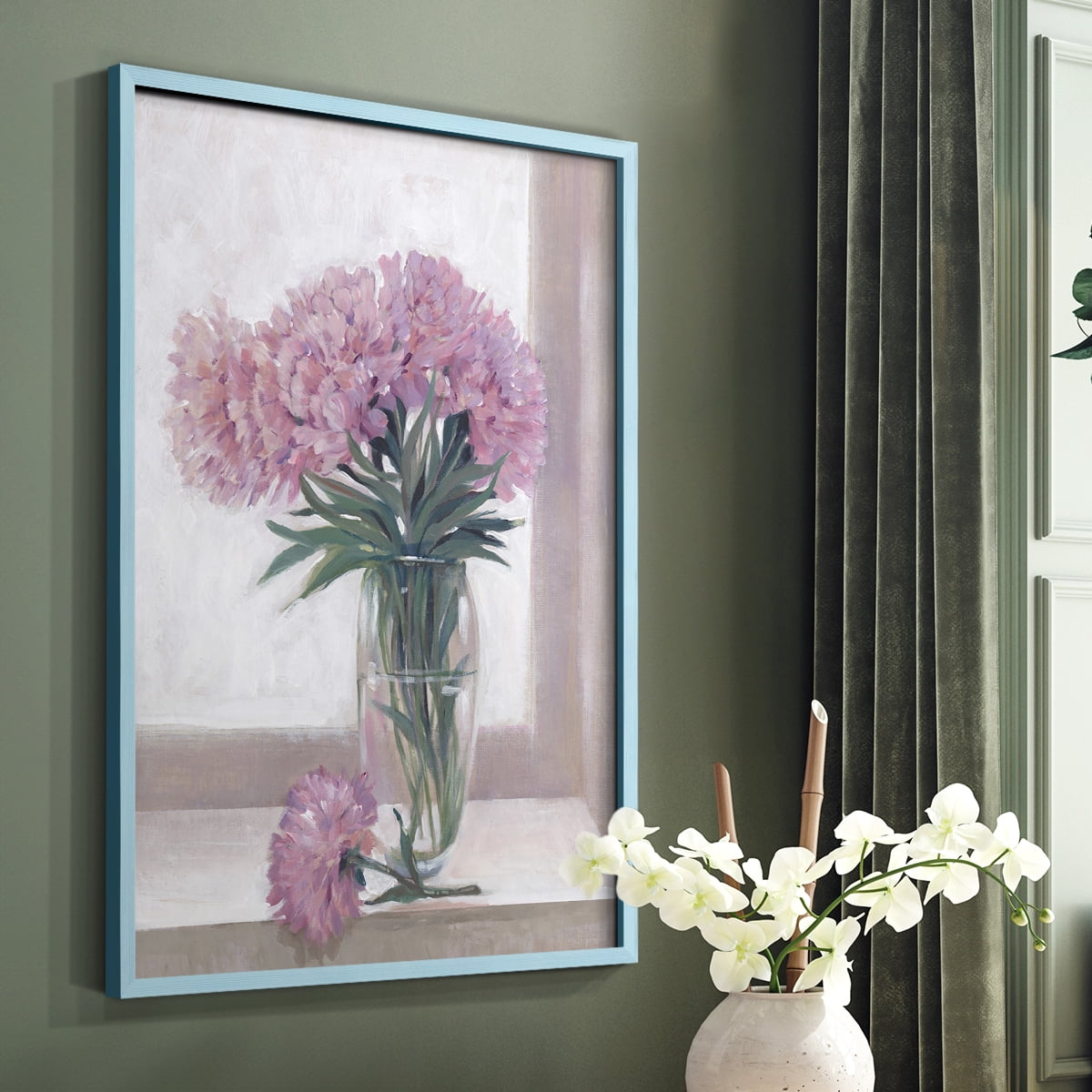 Windowsill Floral I Framed Print - Solid Wood in Single Picture Frame Solid Wood 2 Framed Print