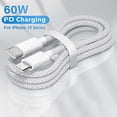 thumbnail image 2 of Usb C to Type C Fast Charging PD 60W Mobile Phone Date Cable For Iphone15 Android Samsung Huawei Type C Braided Charger Cable Pink 3m, 2 of 6
